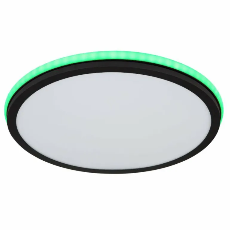 Plafonnier Globo JAXXI LED Noir, 2 lumières, Télécommandes, Changeur de couleurs
