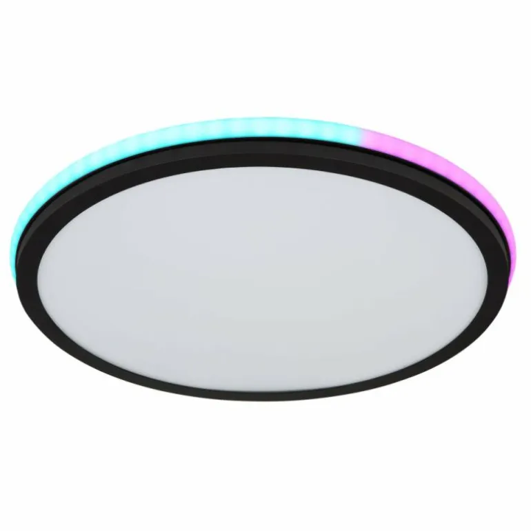 Plafonnier Globo JAXXI LED Noir, 2 lumières, Télécommandes, Changeur de couleurs