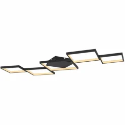 Plafonnier Globo KURIO LED Noir, 1 lumière, Télécommandes