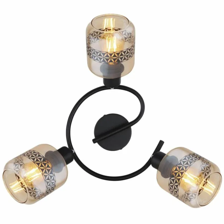 Plafonnier Globo LAZARUS Noir, 3 lumières