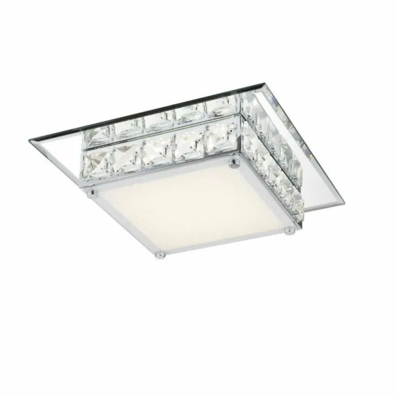 Plafonnier Globo LED Chrome, Verre, 1 lumière