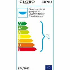 Plafonnier Globo MITIS Acier inoxydable, Nickel mat, Blanc, 3 lumières