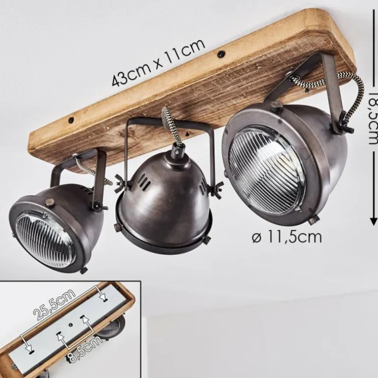 Plafonnier Glostrup Brun, Acier inoxydable, 3 lumières