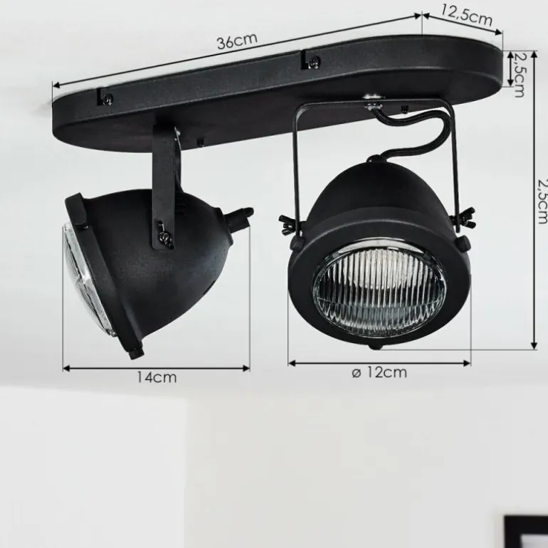 Plafonnier Glostrup Noir, 2 lumières