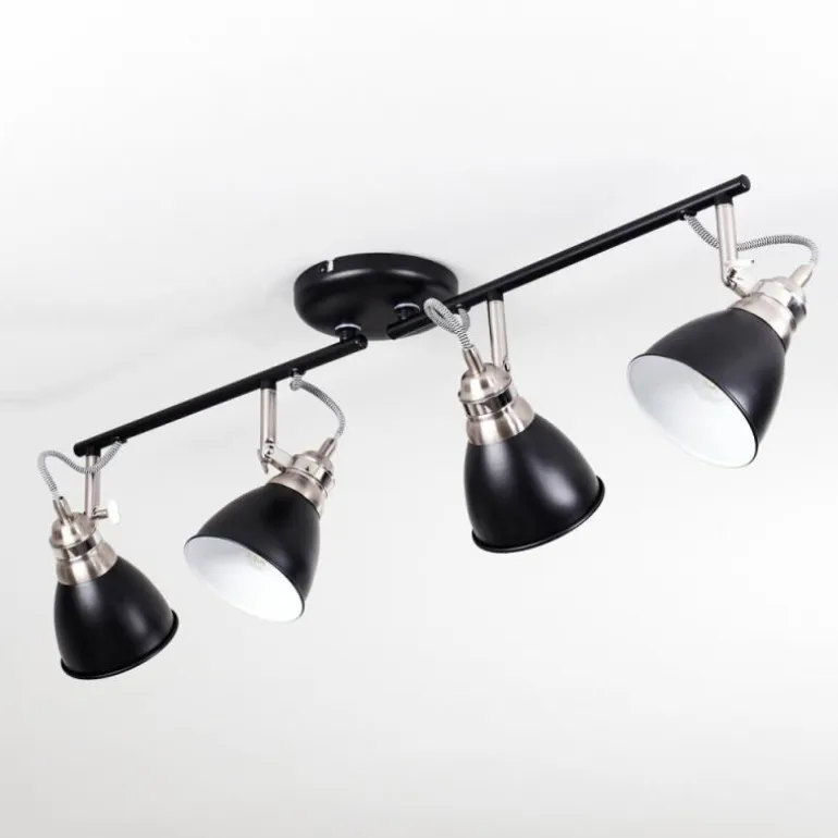 Plafonnier Gralingen Nickel mat, Noir, 4 lumières