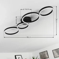 Plafonnier Grasse LED Noir, 1 lumière