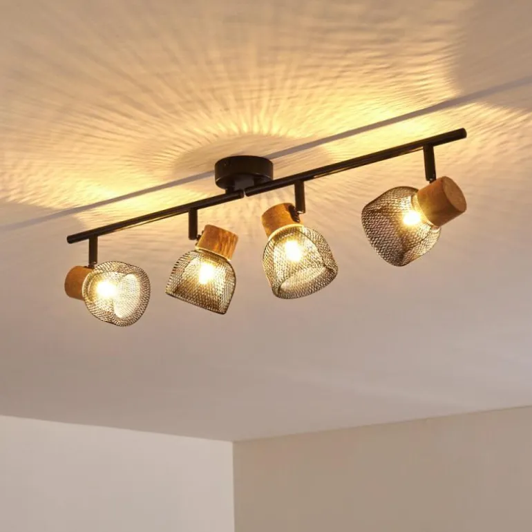 Plafonnier Grongroft Brun, Noir, 4 lumières