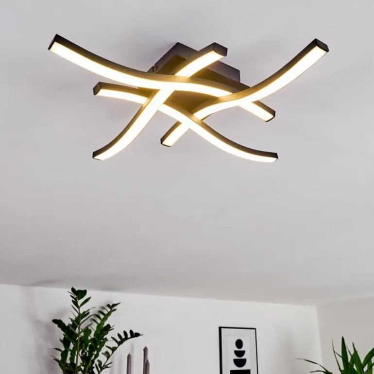 Plafonnier Grossarl LED Noir, 4 lumières