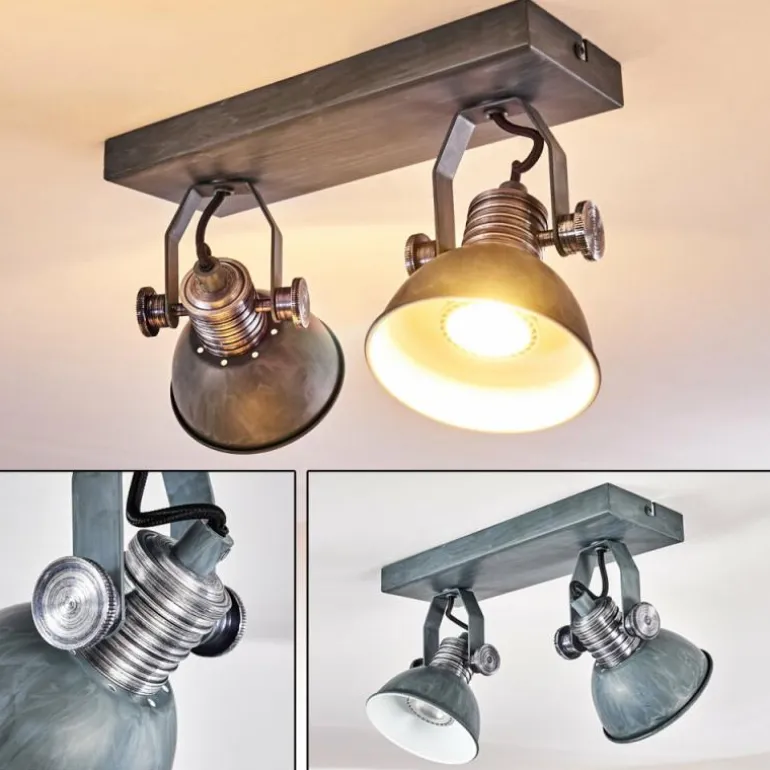 Plafonnier Gudo Gris, Argenté, 2 lumières