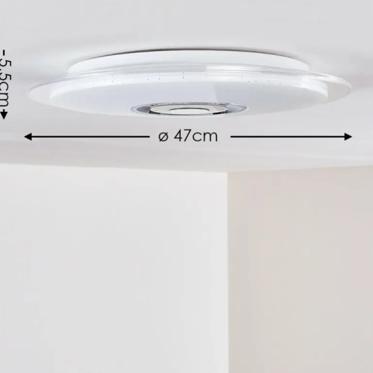 Plafonnier Haderup LED Chrome, Blanc, 1 lumière, Télécommandes, Changeur de couleurs