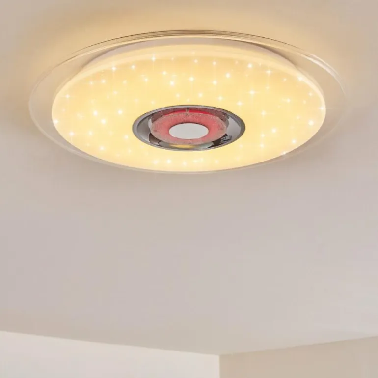 Plafonnier Haderup LED Chrome, Blanc, 1 lumière, Télécommandes, Changeur de couleurs