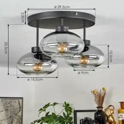 Plafonnier Haikala Clair, Fumé, 3 lumières