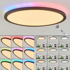 Plafonnier Hortinhas LED Noir, 1 lumière, Télécommandes, Changeur de couleurs
