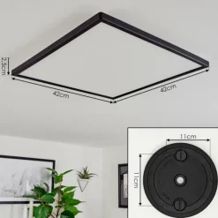 Plafonnier Hortinhas LED Noir, 1 lumière, Télécommandes, Changeur de couleurs