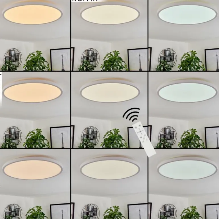 Plafonnier Hortinhas LED Blanc, 1 lumière, Télécommandes, Changeur de couleurs