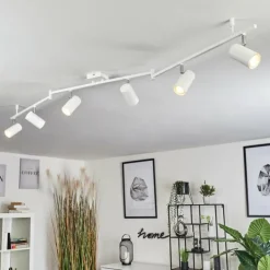 Plafonnier Javel Chrome, Blanc, 6 lumières