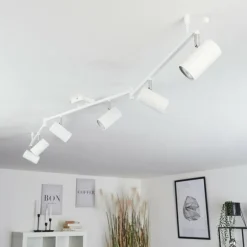 Plafonnier Javel Chrome, Blanc, 6 lumières