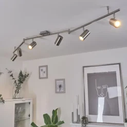 Plafonnier Javel Chrome, Nickel mat, 6 lumières