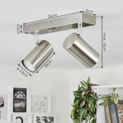 Plafonnier Javel Chrome, Nickel mat, 2 lumières