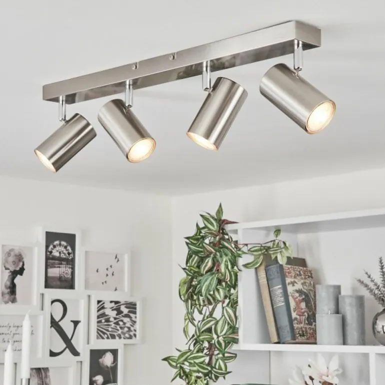 Plafonnier Javel Chrome, Nickel mat, 4 lumières