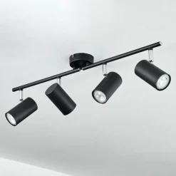 Plafonnier Javel Chrome, Noir, 4 lumières