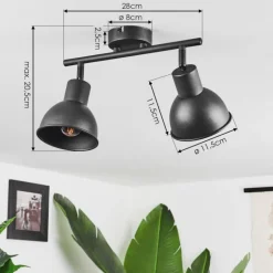 Plafonnier Kansela Noir, 2 lumières