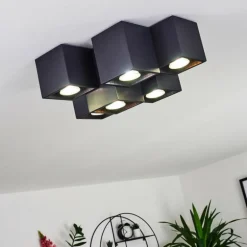 Plafonnier Karaka Noir, 6 lumières