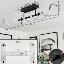 Plafonnier Khovet LED Noir, 1 lumière