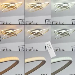 Plafonnier Krabi LED Nickel mat, 3 lumières, Télécommandes