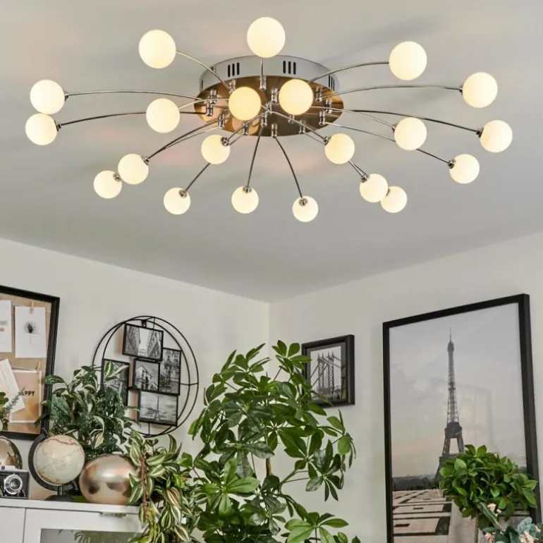 Plafonnier Lacosse LED Chrome, Nickel mat, 21 lumières