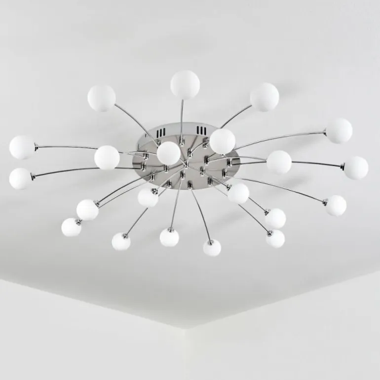 Plafonnier Lacosse LED Chrome, Nickel mat, 21 lumières