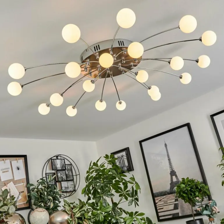 Plafonnier Lacosse LED Chrome, Nickel mat, 21 lumières