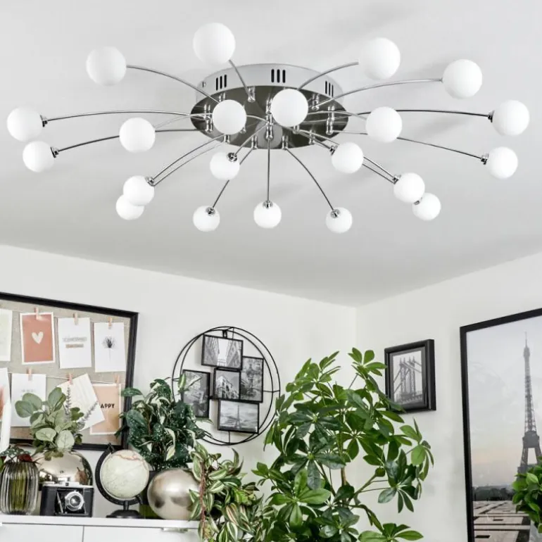Plafonnier Lacosse LED Chrome, Nickel mat, 21 lumières