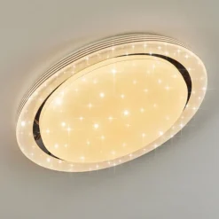 Plafonnier Laganadi LED Chrome, 1 lumière, Télécommandes, Changeur de couleurs
