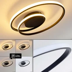 Plafonnier Leksund LED Noir, 1 lumière