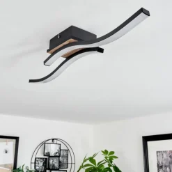 Plafonnier Letala LED Couleur bois, 2 lumières