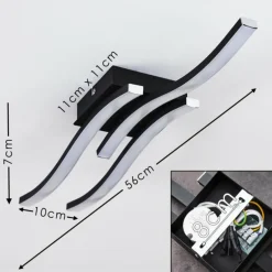 Plafonnier Letala LED Noir, 3 lumières