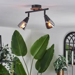 Plafonnier Leteque Écru, Noir, 2 lumières