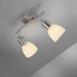 Plafonnier Leuchten-Direkt KARO Acier brossé, 2 lumières