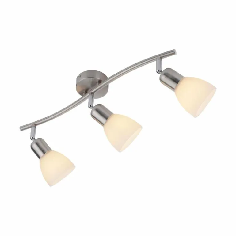Plafonnier Leuchten-Direkt KARO Acier brossé, 3 lumières