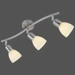 Plafonnier Leuchten-Direkt KARO Acier brossé, 3 lumières