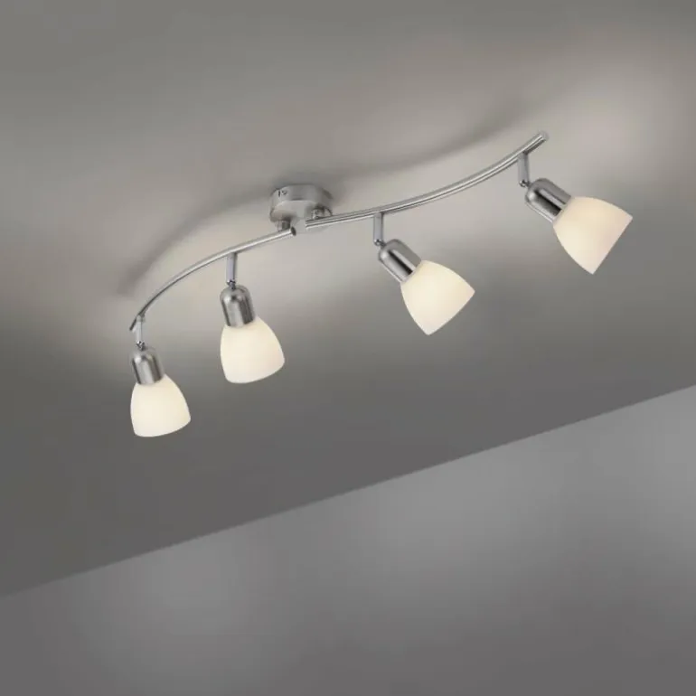 Plafonnier Leuchten-Direkt KARO Acier brossé, 4 lumières