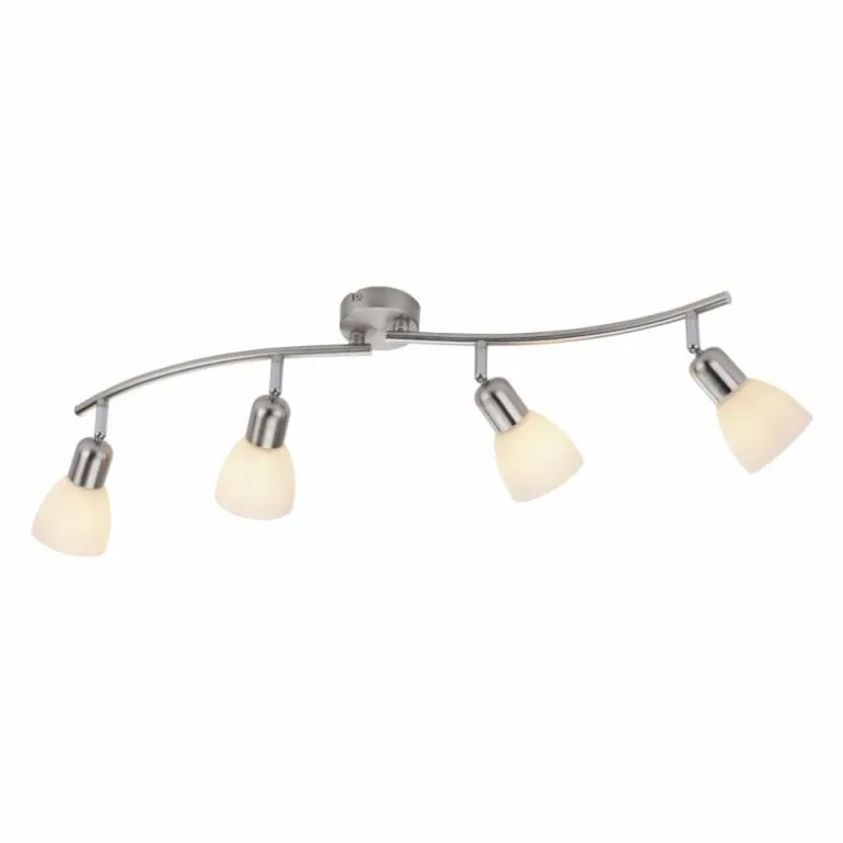 Plafonnier Leuchten-Direkt KARO Acier brossé, 4 lumières