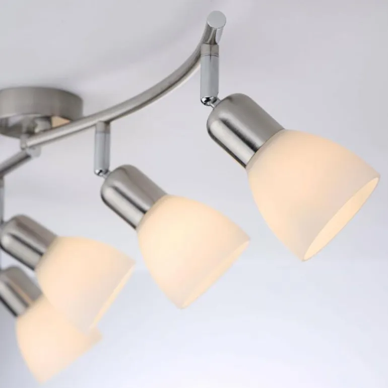 Plafonnier Leuchten-Direkt KARO Acier brossé, 4 lumières