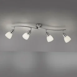 Plafonnier Leuchten-Direkt KARO Acier brossé, 4 lumières