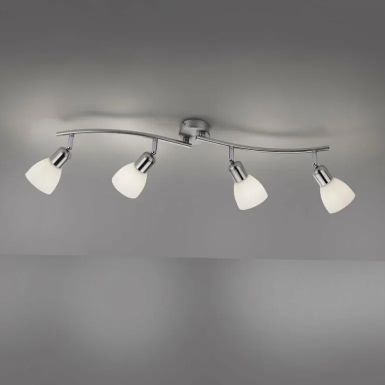 Plafonnier Leuchten-Direkt KARO Acier brossé, 4 lumières