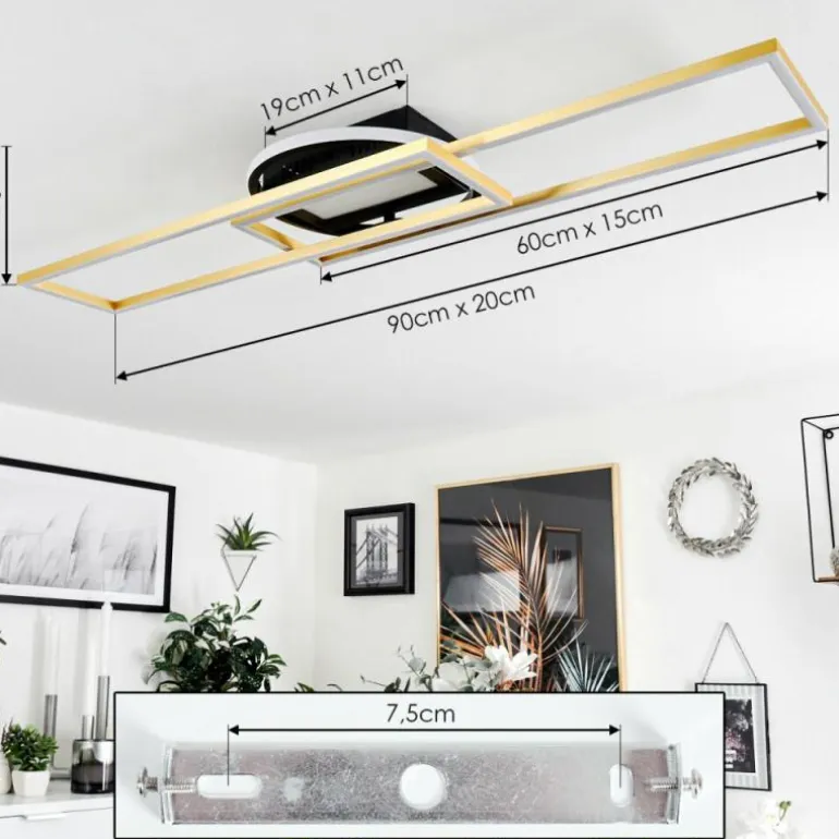 Plafonnier Lillavois LED Noir, 1 lumière, Télécommandes
