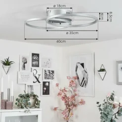 Plafonnier Lithgow LED Argenté, 2 lumières, Télécommandes, Changeur de couleurs