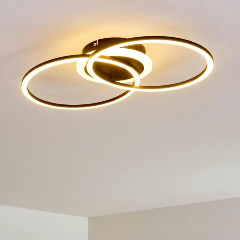 Plafonnier Lithgow LED Noir, 1 lumière