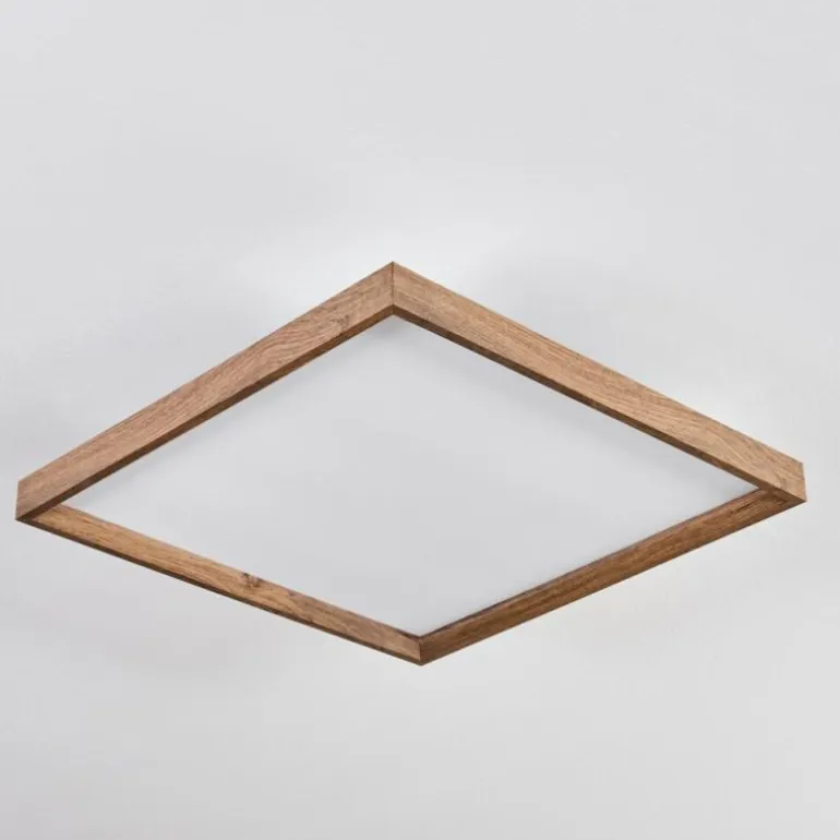 Plafonnier Longvic LED Brun, Couleur bois, Noir, 1 lumière, Télécommandes